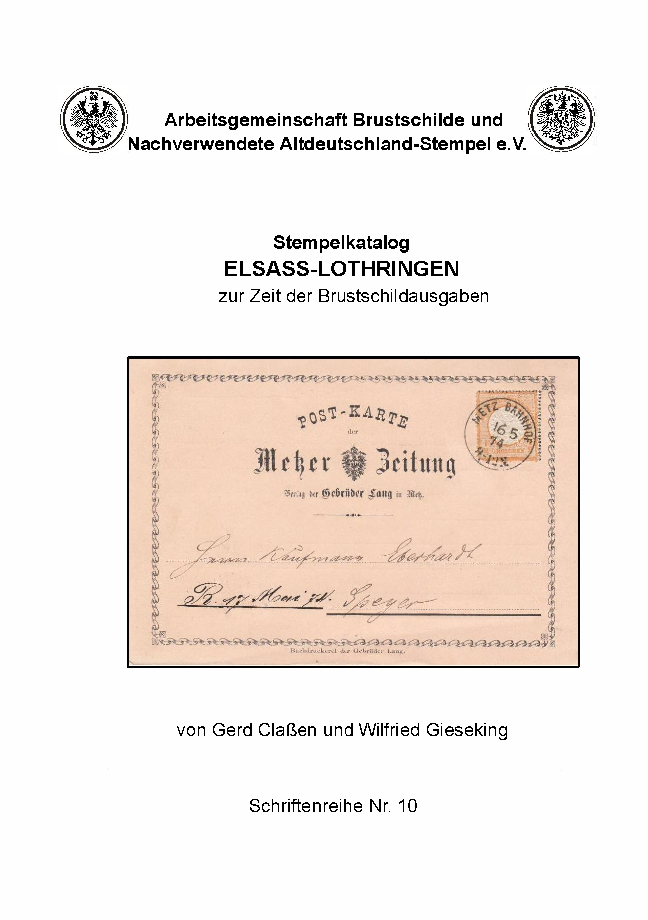 Deckblatt Stempelkatalog ELSASS-LOTHRINGEN